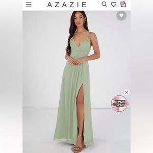 Azazie, dusty sage size 4 bridesmaids dress.